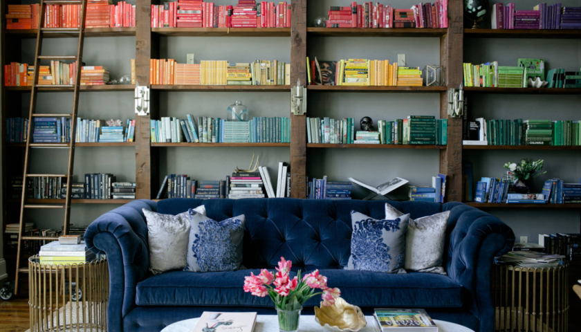 Color Coordinated Bookshelf Modern Architecture Concept