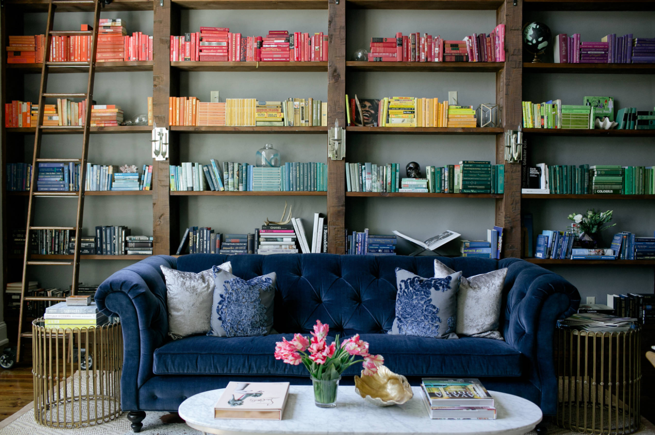 Color Coordinated Bookshelf Modern Architecture Concept