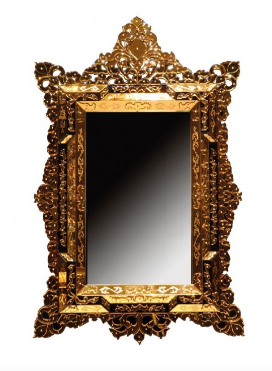 Gold guilded mirror made from glass from murano italy.